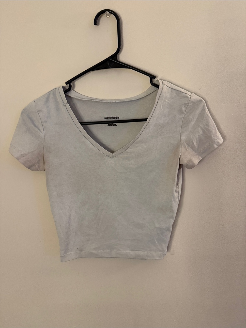 wild fable White V-Neck Short Sleeve Crop Top